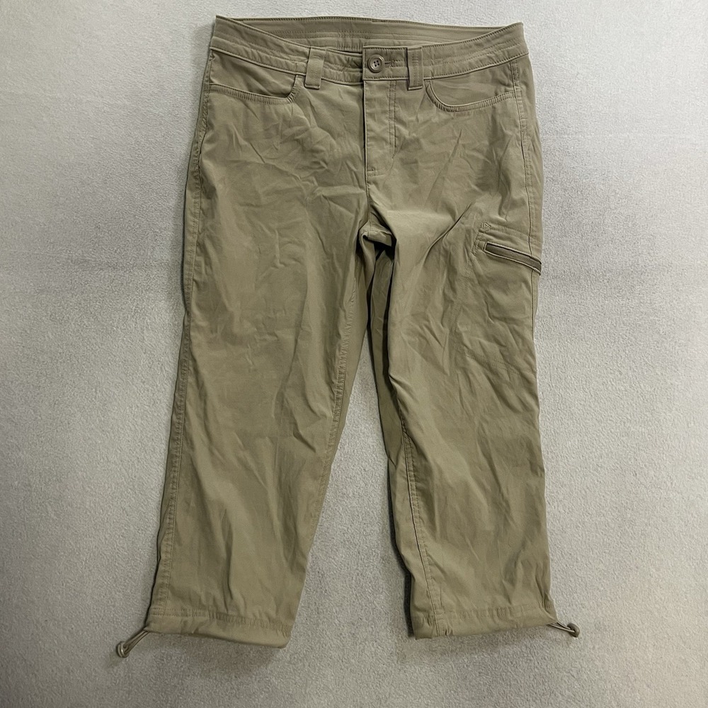 Eddie Bauer Capri Pants Size 8 Khaki Stretch Nylon Cargo Outdoors Hiking Active